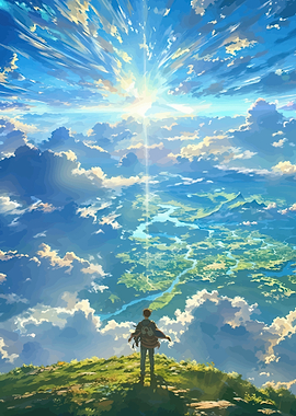 Person overlooking a vast landscape