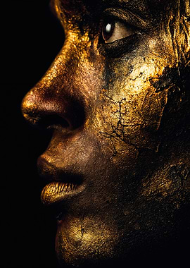 Gold Leaf Face Female Portrait