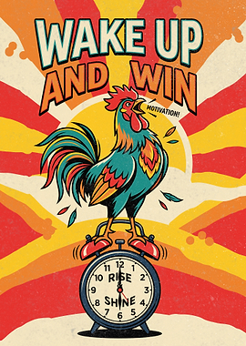 Rooster Alarm Clock Motivational Poster