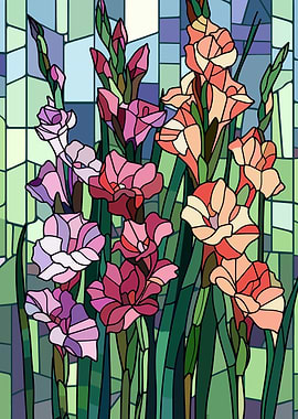 Stained Glass Gladiolus Flowers