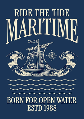 Ride the Tide – Maritime Boat Poster | Vintage Nautical Wall Art