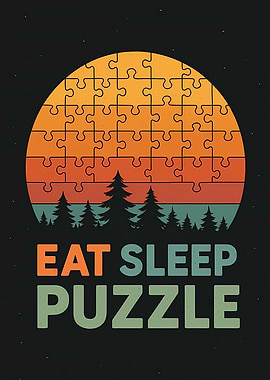 Eat Sleep Puzzle Retro Sunset