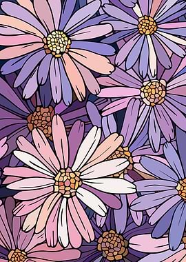 Purple and Pink Daisy Pattern