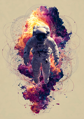 Abstract Astronaut Cosmic Nebula Art