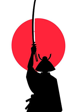 Samurai with Katana and Sun