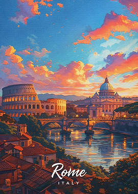 Rome Cityscape at Sunset