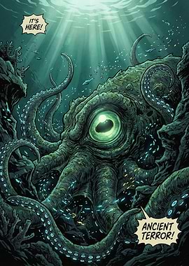 Giant Kraken Emerging from the Depths