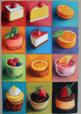 Colorful Desserts and Fruit Slices