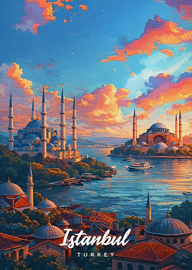 Istanbul Cityscape at Sunset
