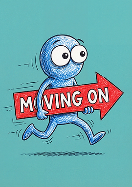 Blue Character Moving On Arrow