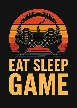 Eat Sleep Game Controller Retro Sunset