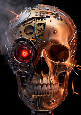 Steampunk Terminator Skull