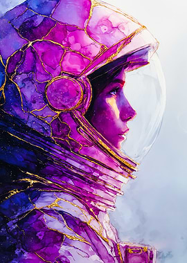 Astronaut Female Profile Purple Gold