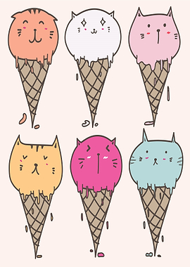 Cute Cat Ice Cream Cones