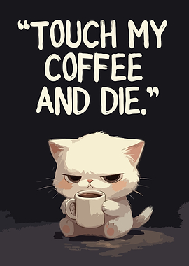 Grumpy Cat with Coffee Humor Art
