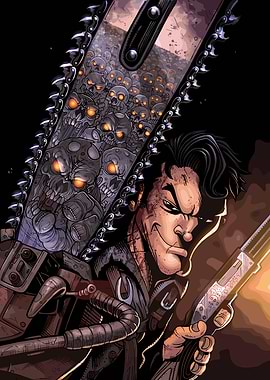 Ash Williams with Chainsaw and Shotgun