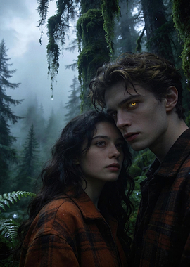 Twilight - Couple in a Misty Forest