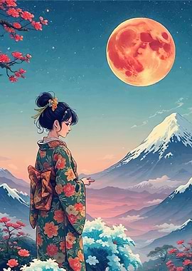 Misty Mount Fuji Landscape Kimono