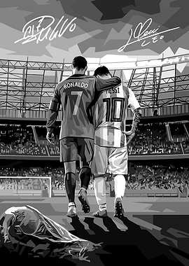 Ronaldo and Messi Black White Pop Art Style