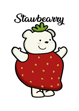 Cute Bear in Strawberry Costume
