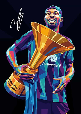 Marcus Thuram Football Player Holding Trophy