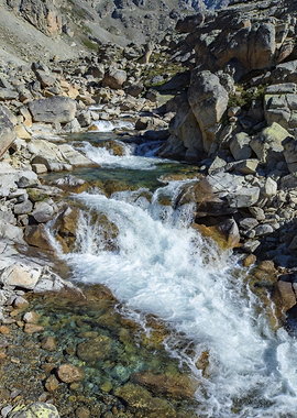 Mountain stream flowing over rocks