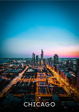 Chicago Skyline at Dusk