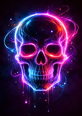 Neon Skull with Electric Energy