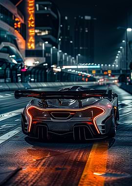 McLaren P1 on Wet City Street
