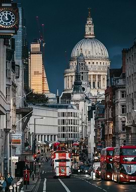 London Street Scene with St. Paul's Cathedral