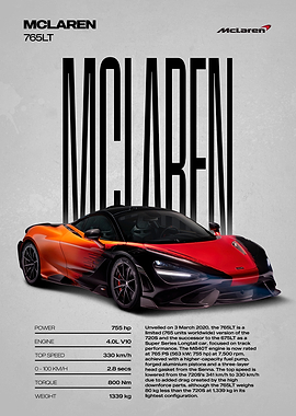 McLaren 765LT Car Poster