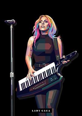 Lady Gaga Playing a Keytar