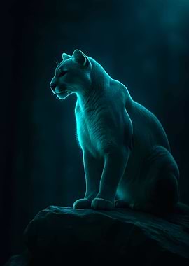 Glowing Cougar on Rock