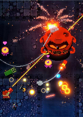 Pixelated Boss Battle in Dungeon