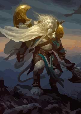 Feline Warrior with Axe and Cape