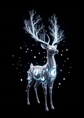 Mystical Deer with Glowing Runes