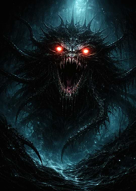 Demonic Creature with Red Eyes