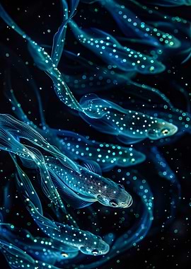 Bioluminescent Fish School