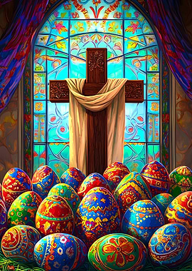 Easter Cross and Eggs