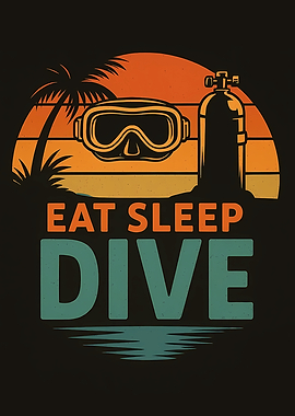 Eat Sleep Dive Retro Sunset