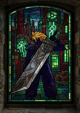 Cloud Strife Stained Glass Art