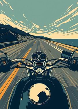 Motorcycle ride on a coastal highway