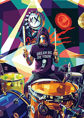 Drummer with Skull Mask