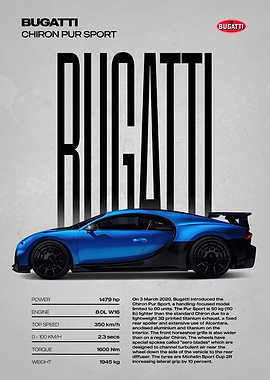 Bugatti Chiron Pur Sport Poster