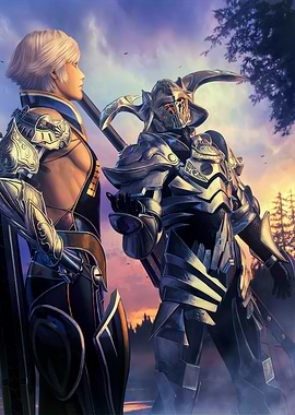 Two armored warriors in a fantasy setting