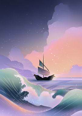 Sailboat on a Starry Ocean