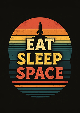 Eat Sleep Space Retro Rocket