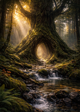 Forest Entrance with Stream