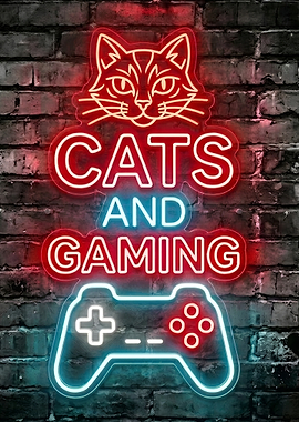 Cats and Gaming in Neon Lights Gamer