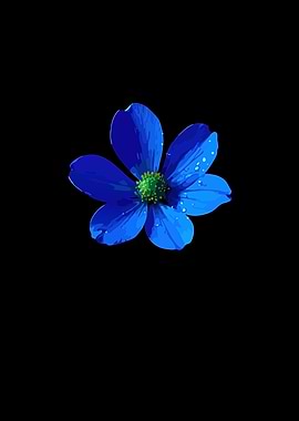 Vibrant Blue Flower with Water Droplets